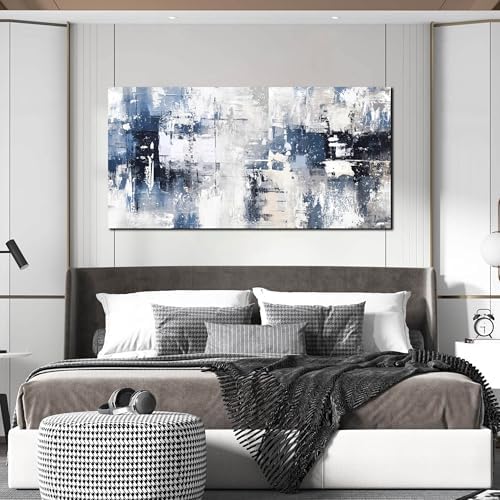 Prepeyssee White and Blue Abstract Canvas Wall Art - Image 2