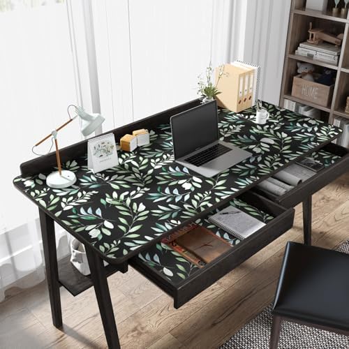 Danodoi Black Green Vintage Leaves Peel and Stick Wallpaper 17.5" x 118" - Image 3