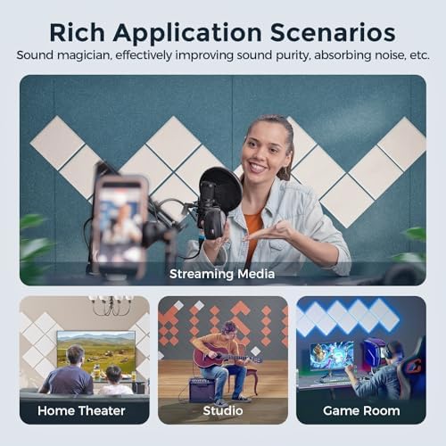 12 Pack Self-Adhesive Acoustic Panels, 2nd Generation Sound Absorbing Panel - Image 6
