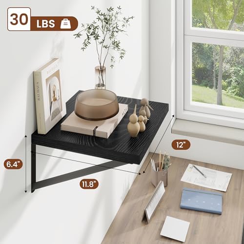 Deep Wall Shelves 12"W x 12"D Engineered Wood Floating Shelves - Image 3