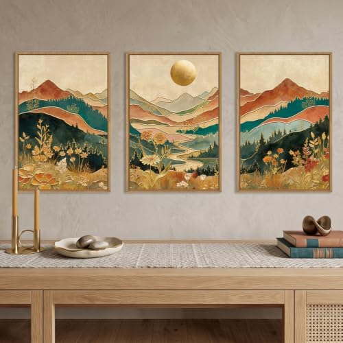 Boho Mountain Colorful Framed Canvas Wall Art -24"x36"x3 - Image 2