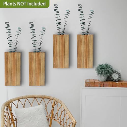 DILATATA Wood Wall Planters 4 Pack Wood Wall Decor - Image 3