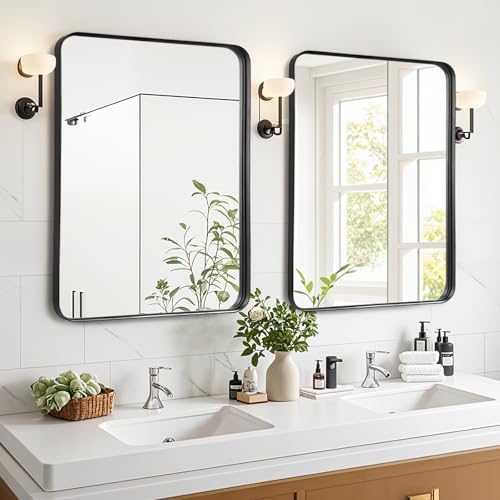 Black Bathroom Vanity Mirror Over Sink 24x30, Wall Mounted Mirror - Image 3