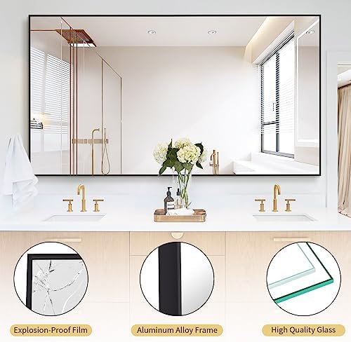 Koonmi 76"x34" Floor Mirror Full Length, Large Black Mirror - Image 4