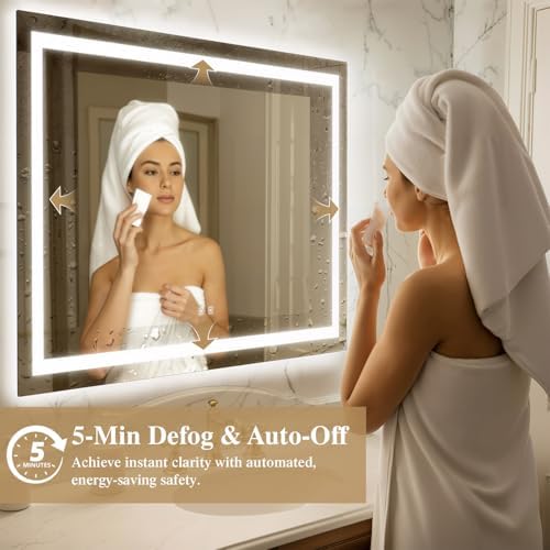 48X36 Inch Frontlit+ Backlit LED Bathroom Mirror - Image 5