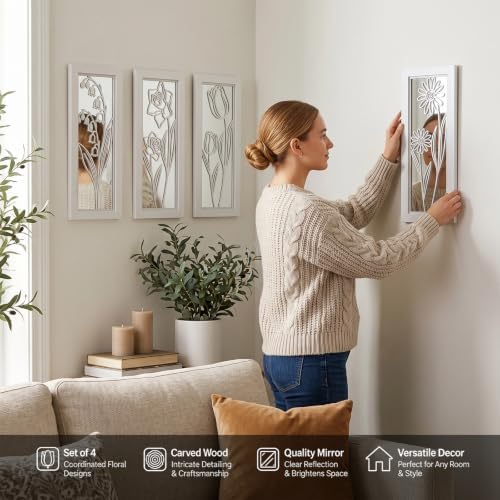 ZEXUIRU 4 Set Rustic Wall Mirrors - Image 6