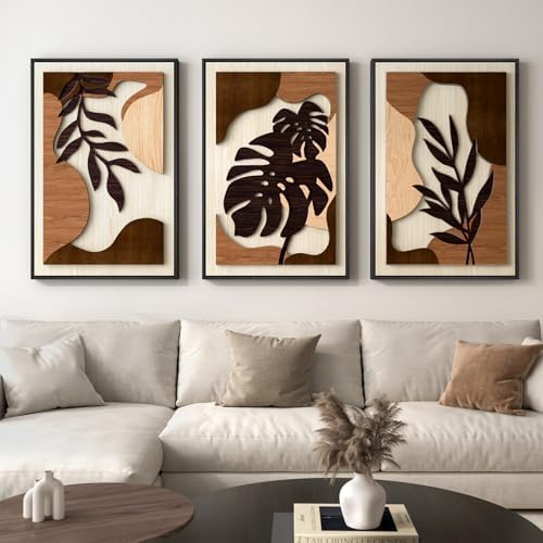 Large Framed 3D Wood Boho Tropical Wall Decor - Image 3