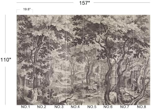 Vintage Monochrome Forest River Landscape Peel and Stick Wallpaper - Image 5