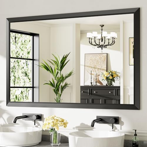 Briivue Black Metal Framed Bathroom Wall Mirror, 55x36 Inch by Briivuemodernmirrors