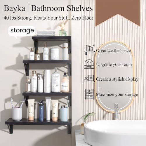 BAYKA Wall Mounted Black Floating Shelves - Image 2