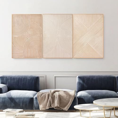 Zessonic Large Neutral Textured 3D Abstract Boho Wall Art - Image 5