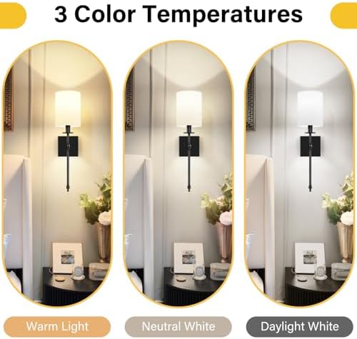 19 Inch Black Battery Operated Wall Sconces Set of 2, Rechargeable Wireless - Image 4