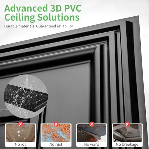 Art3d 12 Pack PVC Ceiling Tiles, 24x48 Inches Glup Up Decorative Ceiling Tiles - Image 4
