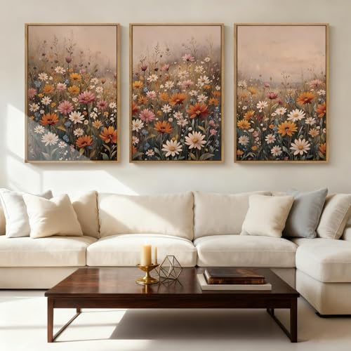 IARTTOP Framed Floral Canvas Wall Art Large 16x24 Inch Colorful Wildflower Art by IARTTOP
