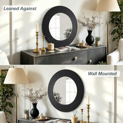 Chende 30'' Black Round Wall Mirror - Image 3