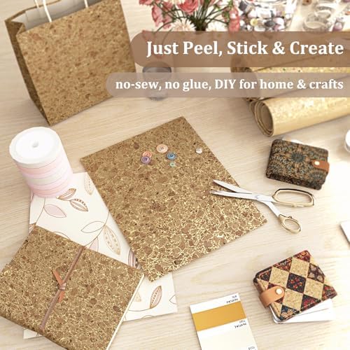 Gold Metallic Vein Cork Fabric Peel and Stick Wallpaper Self Adhesive Brown - Image 4