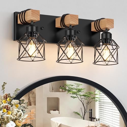 FadimiKoo 3-Light Bathroom Vanity Lights, Farmhouse Bathroom Light Fixtures by FadimiKoo