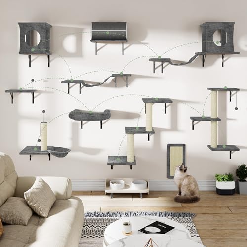 12-in-1 Cat Wall Shelves, Modern Wall-Mounted Cat Furniture - Image 2