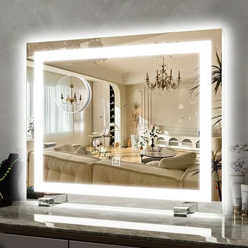 ROLOVE 22x20 Inch Lighted Vanity Mirror, 3 Color Modes by ROLOVE