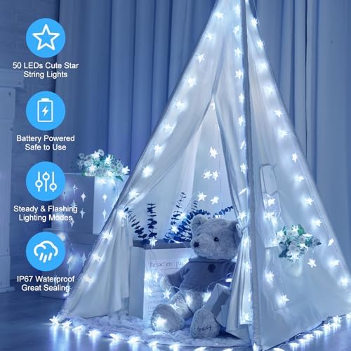 Minetom Star String Lights Battery Operated - 17 ft 50 LED Star Fairy String - Image 4
