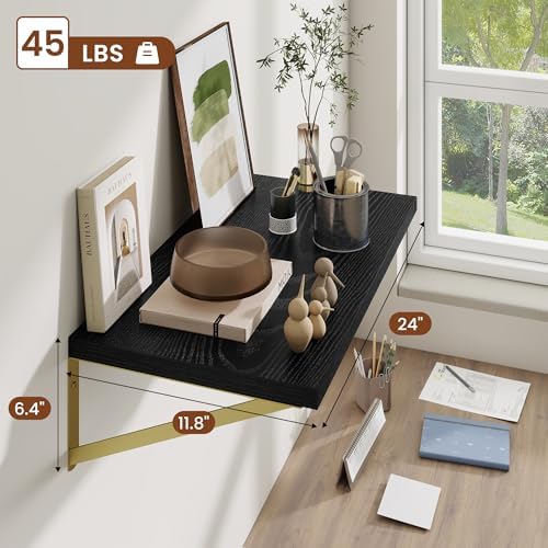 Deep Wall Shelves 24"W x 12"D Engineered Wood Floating Shelves - Image 3