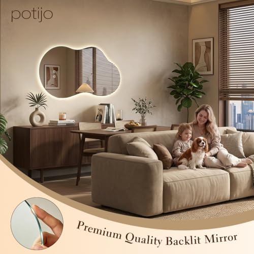 Irregular Wall Mirror for Bathroom 24X40 Inch Asymmetrical Mirror - Image 3