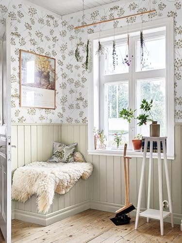 Hopepak Floral Peel and Stick Wallpaper Beige Contact Paper - Image 6