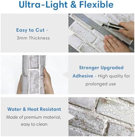 COMSTICKC 3D Faux Brick Wall Panels Peel and Stick - Image 5