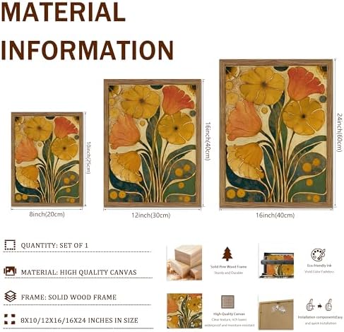 Framed Vintage Art Nouveau Floral Wall Art, Retro Rustic Botanical Artwork - Image 5