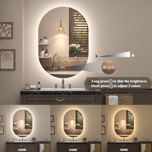 48x30 Inch Oval Backlit LED Bathroom Mirror - Image 3