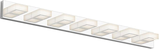 Ralbay 46" LED Chrome Vanity Lights 7 Lights Acrylic Stainless Steel LED Modern by RalbayLighting