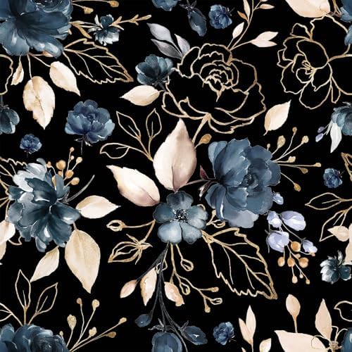 Black Gold Floral Peel and Stick Wallpaper 17.7"x393.3" by BKStickWallpaper