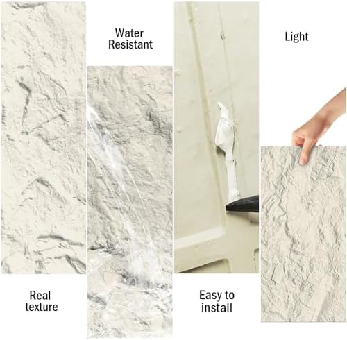 4-Pack 3D Faux Stone Wall Panels Rock Wall Panel Marble White - Image 4