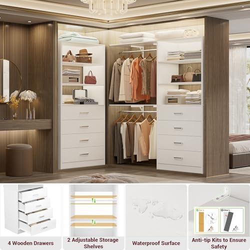 Aheaplus Closet Drawers System, 21.3" Wood Closet Organizer - Image 4