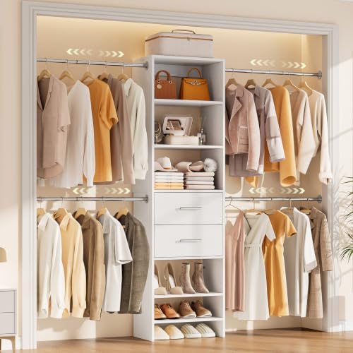 Walk-in Closet System, Wall Mounted Garment Rack, Closet Shelving White by ComfyCorner