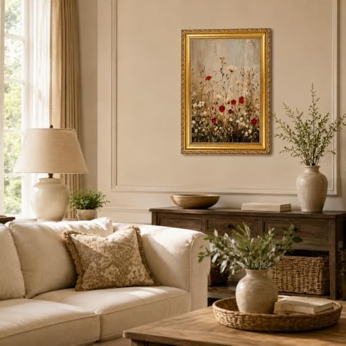 Framed Wildflower Canvas Wall Art, Neutral Plant Picture Wall Decor24x16in - Image 4