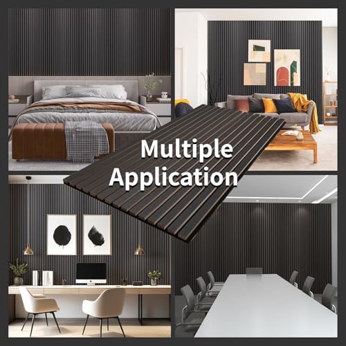 AMZDEPOT Soundproof Wood Slat Wall Panel, 2 Pack, Smoky Wood - Image 6
