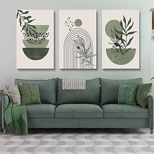 Sage Green Wall Posters & Prints, Minimalist Framed Wall Art Geometric Line - Image 3