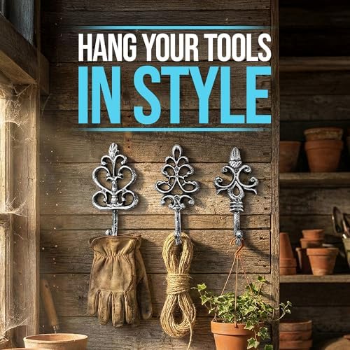 Comfify Silver-Black Cast Iron Wall Hooks Set of 3 – Farmhouse Coat Hooks - Image 4