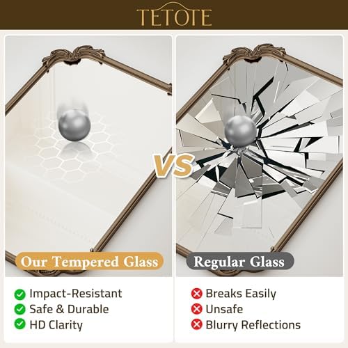 TETOTE Antique Gold Brass Rectangle Mirror - Image 4