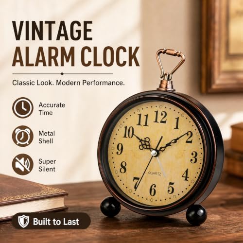 Pumtus 2 Pack Vintage Alarm Clocks - Image 4