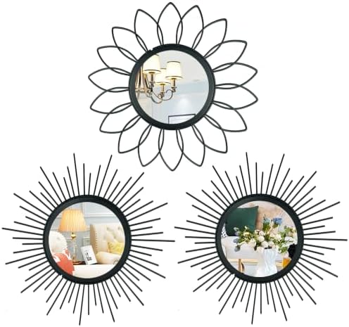 3 Pack Metal Mirror for Wall Cute Sunburst Wall Mirror Home Decor Wall Art by Uaussi