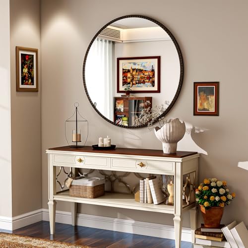 Vintage Round Mirror, 32 Inch Wall-Mounted - Image 6
