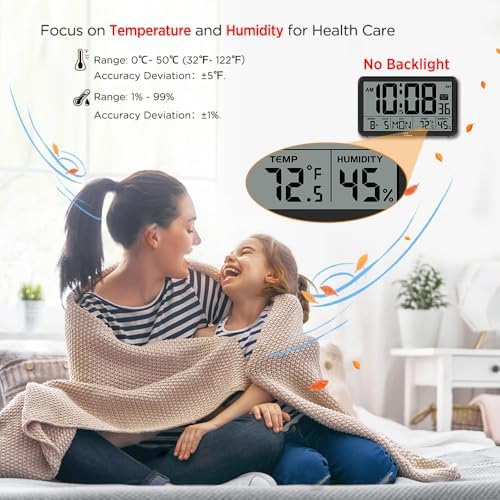 WallarGe Auto Set Digital Wall Clock Battery Operated, Auto DST - Image 3