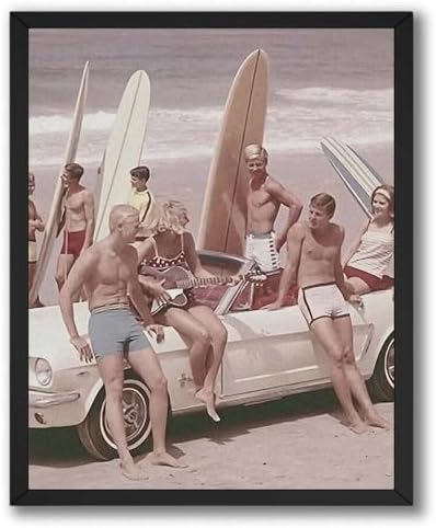 InkFlow Posters Surfers on a Beach Canvas Poster by InkFlowPosters