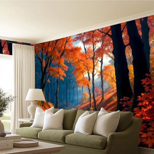 Autumn Orange Yellow Forest Landscape wall murals Woodland Tree Peel and Stick - Image 3