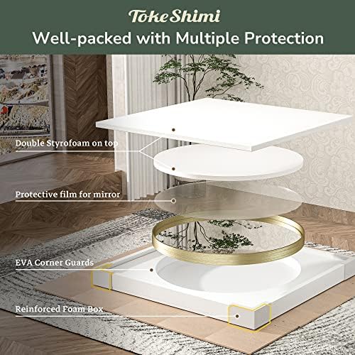 TokeShimi Brushed Gold Round Mirror 30 Inch Gold Round Vanity Bathroom Mirror - Image 6
