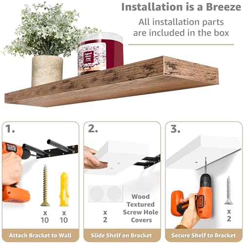 Sorbus Floating Shelves for Wall, Wood Wall Storage - Image 4