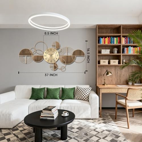 Modern Large Wall Clock Metal Decorative Clock, 3D Creative Wall Art Silent Non - Image 3