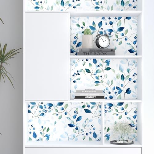 BOKEBEVE Super Long Leaf Wallpaper Peel and Sticck Blue Green 17.5 x 787In - Image 5